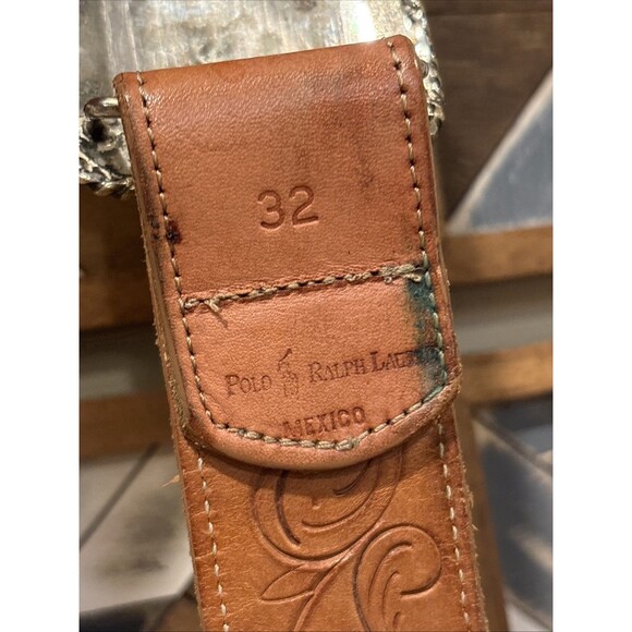 Vintage Polo Ralph Lauren Tooled Leather Silver Plated Longhorn Belt 32 *As-Is* main image 11